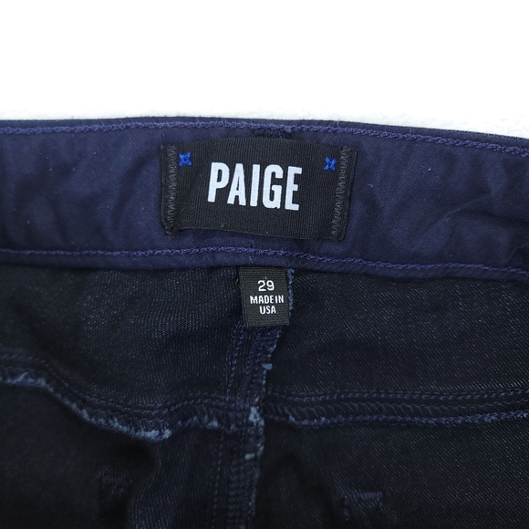 Paige Manhattan Jeans Blue Denim Dark Wash Mid Rise Womens Size 29x27 - Picture 9 of 10